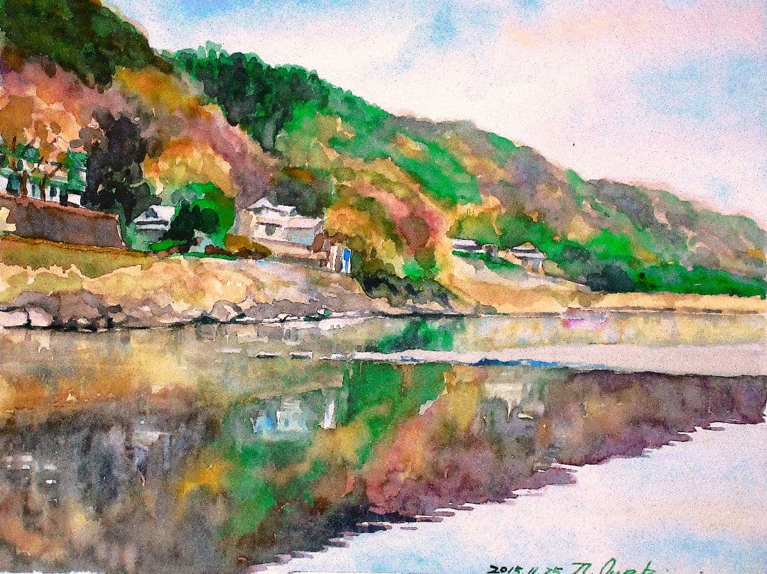 2018年 水彩画 風景画 F６号 額装済み 原画