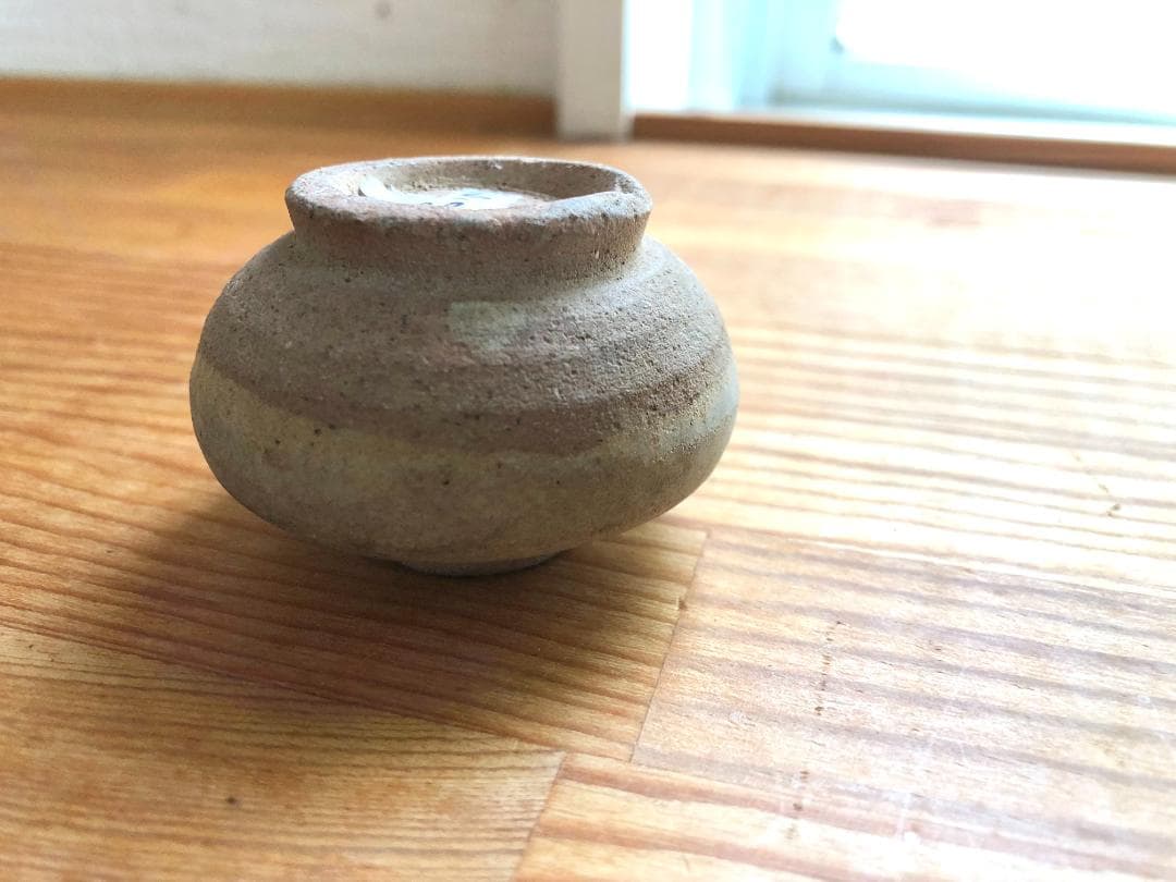 【タイ・骨董】宋胡録（スンコロク) 白灰 青磁 小壺（1301年~1600年