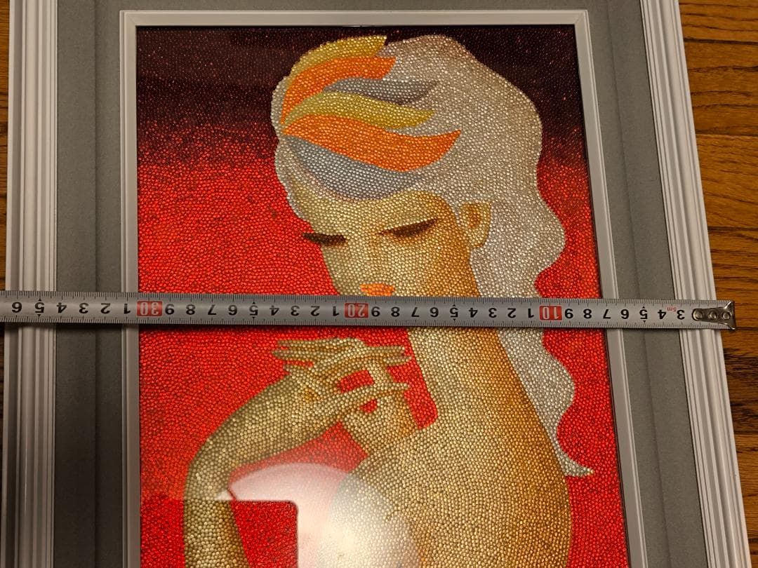 ビーズアート 東郷青児 現状品 額装 絵画 女性画 美人画 昭和レトロ