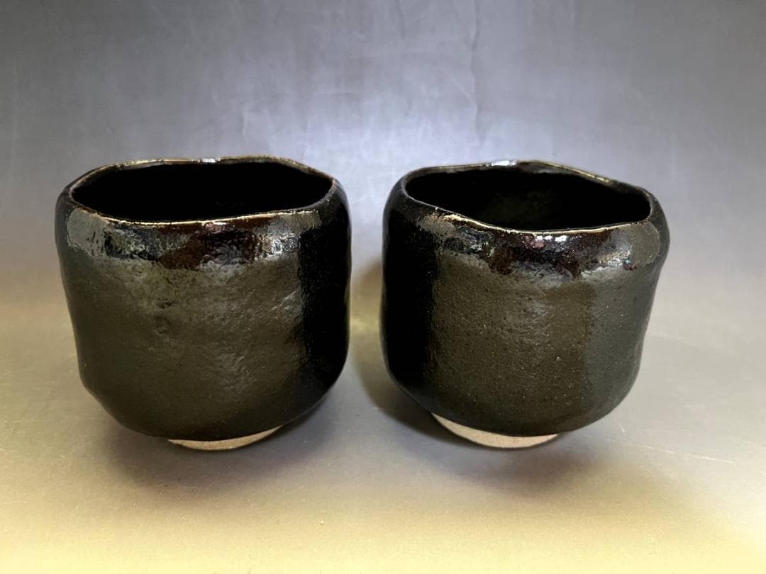 茶碗■黒楽 和楽 小茶碗 京焼 黒釉 小さい抹茶碗 お茶道具 時代物 骨董品■