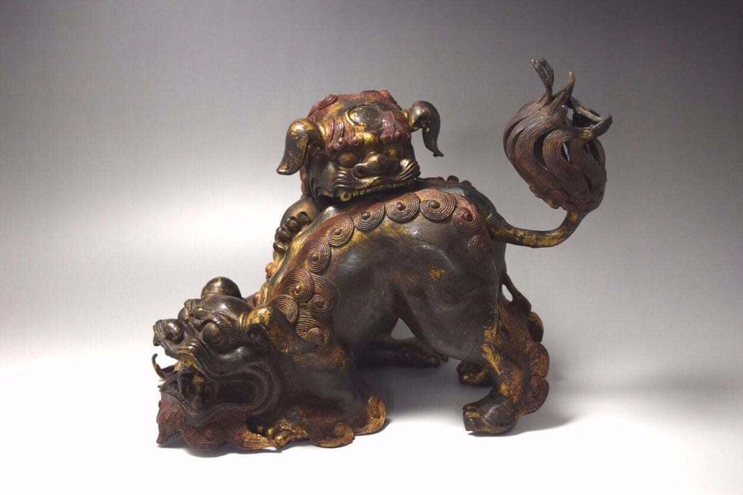 鍍金古銅獅子香爐