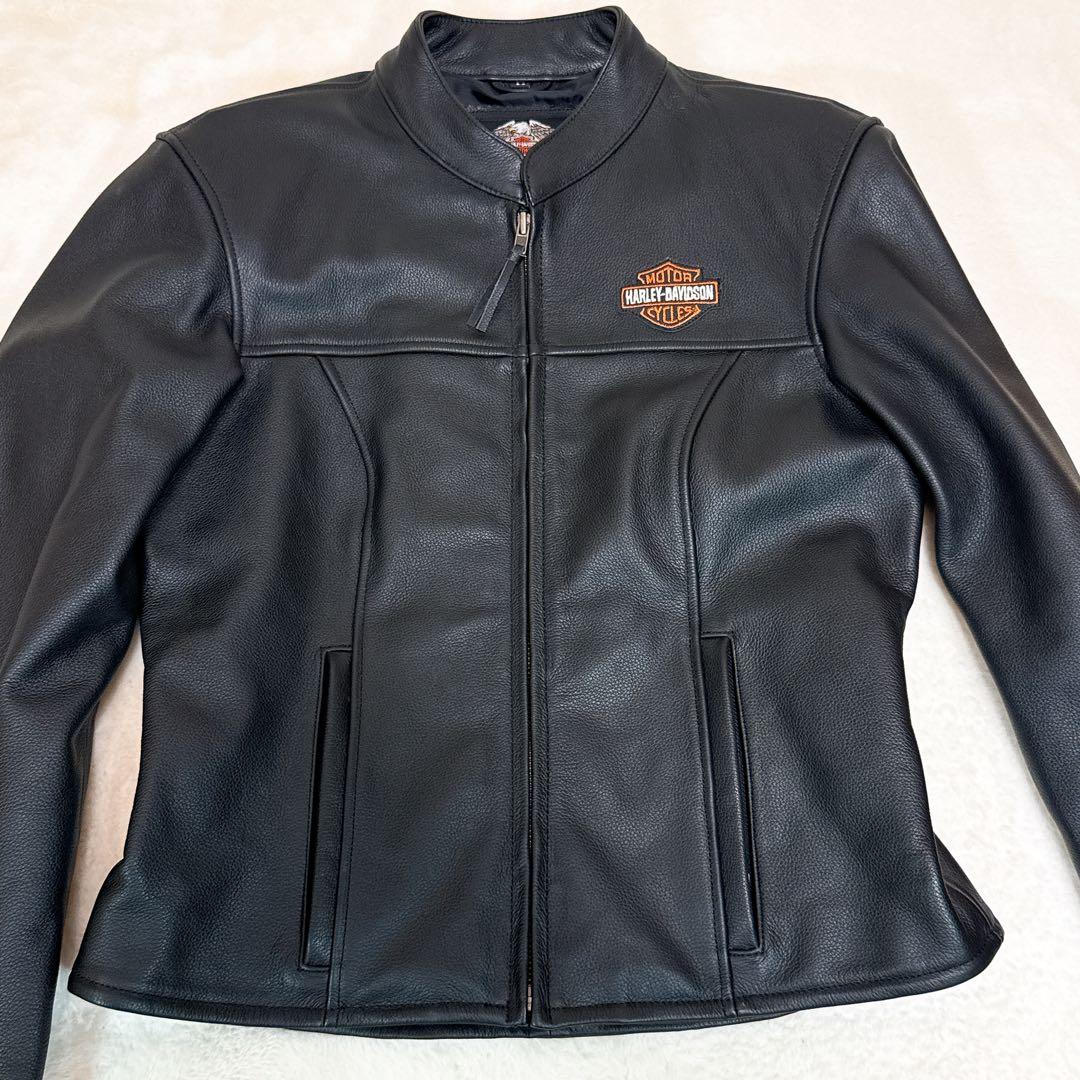 極美品✨ ハーレーダビッドソン シングル ライダース M相当 レザー シボ革 黒