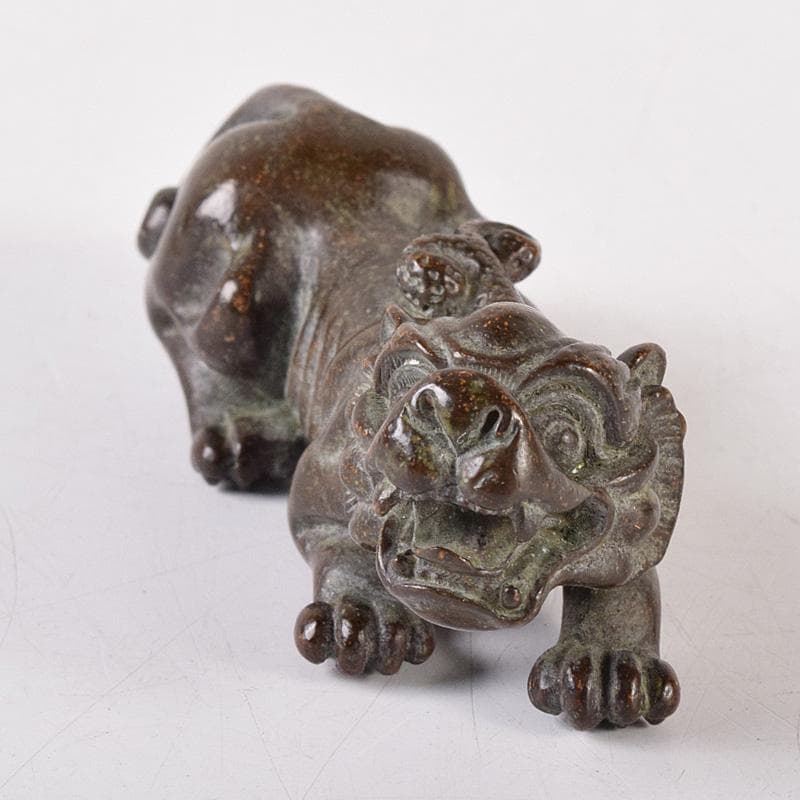 中国　古銅宣徳銅　獅子　神獣　紙鎮　置物　C　7464