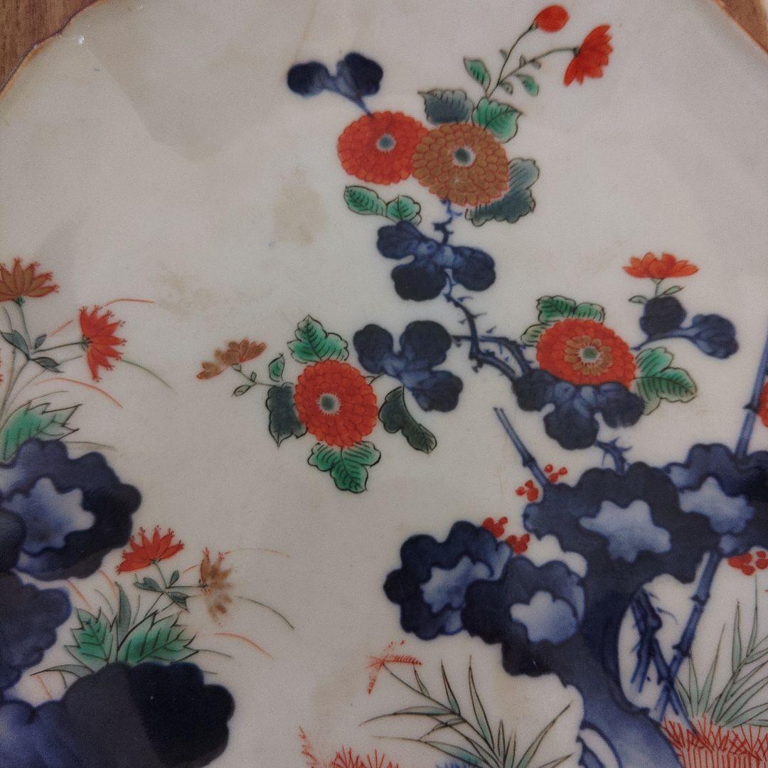 有田焼　柿右衛門　菊花染付絵皿　木箱付