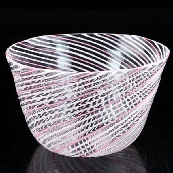 Y2679-2 大正ガラス 深鉢型マーブル渦文 氷コップ 和硝子　＃6