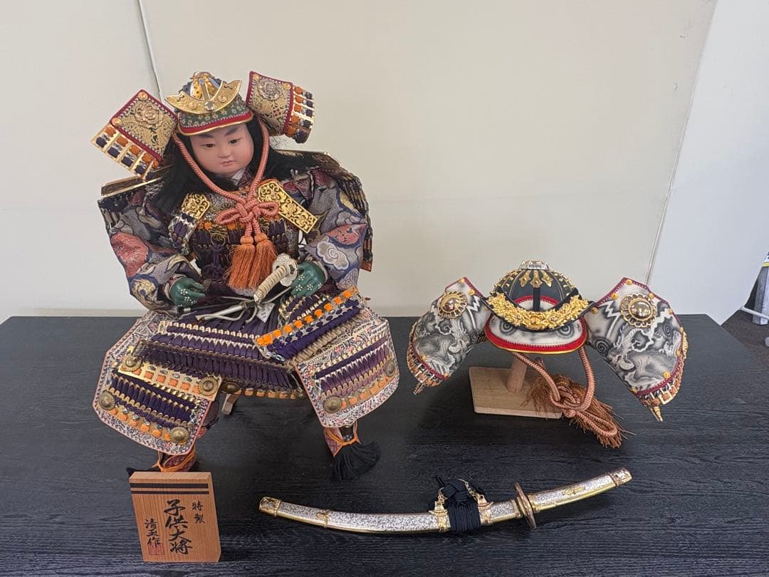 五月人形 一式／約50年物 当時物／武者人形・子供大将／現状渡し