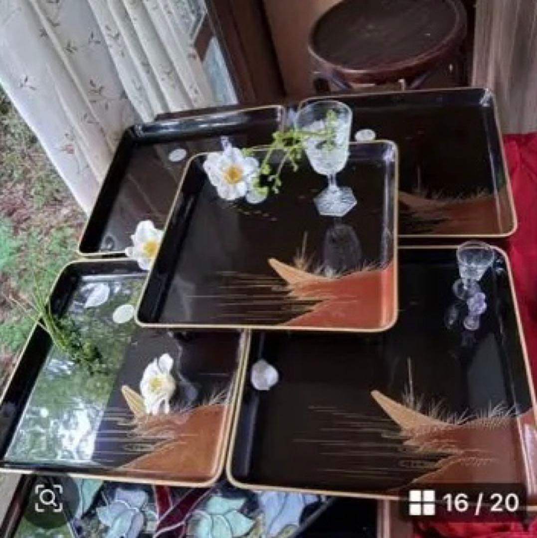 2230様感謝‼️JAPANGOZEN超絶時代蒔絵「源氏物語　須磨　明石」御膳5客