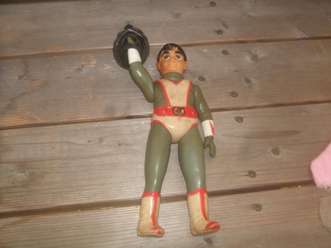 当時物★TBS・旧バンダイ・シルバー仮面★面取り・ソフビ・25㎝