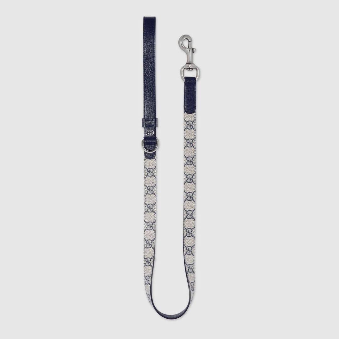 新品 未使用 GUCCI グッチ 小型/中型ペット用リード ベージュブルー
