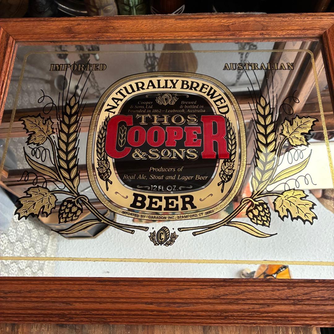 貴重！COOPER BEERアメリカアンティーク　パブミラーUSA 鏡　お酒看板