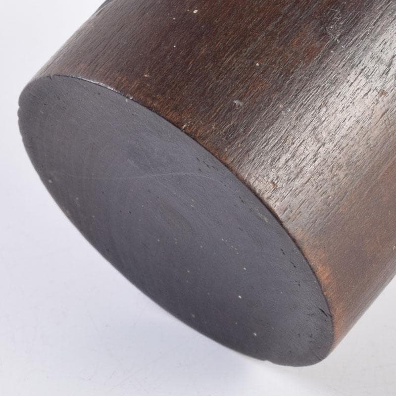 煎茶道具　木彫　椿図　茶筒　V　8508