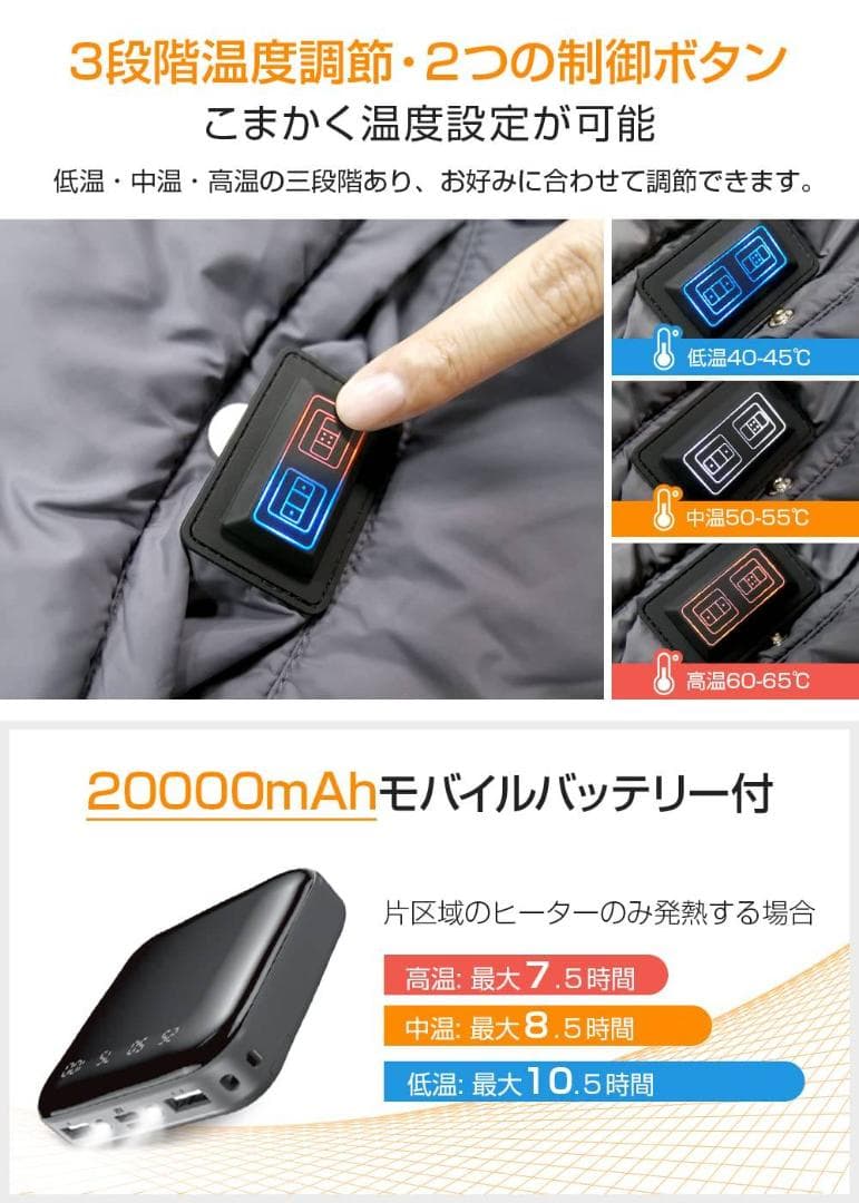 ポータブル電気毛布 USB給電 5WAY使用