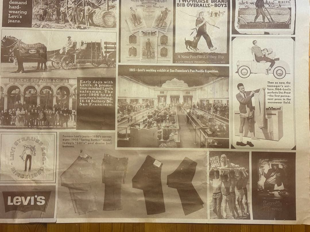 レア70年代オリジナルLEVISリーバイス販促用ビンテージ歴史ポスターBIG E