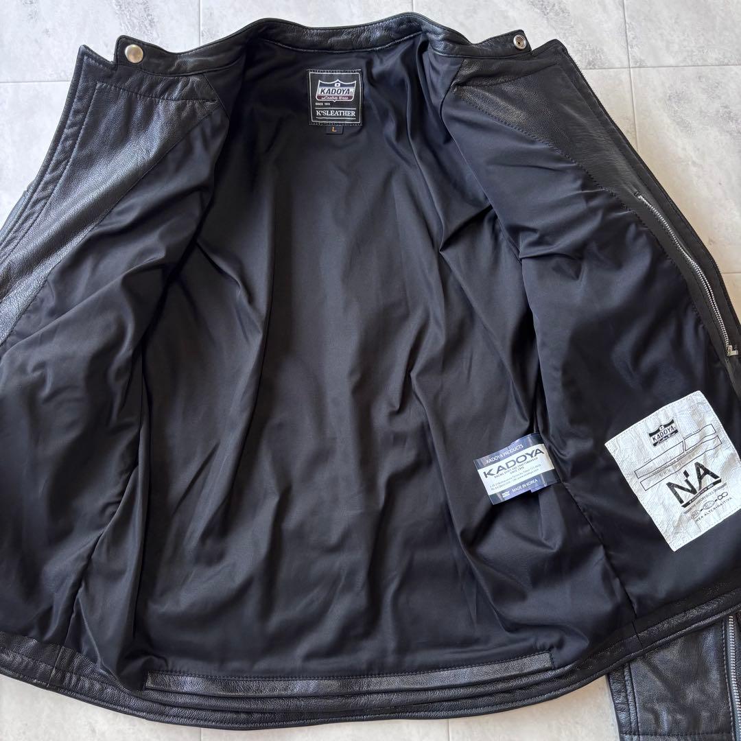 【美品】KADOYA ゴートレザーセミダブルジャケット FENNEL Lサイズ