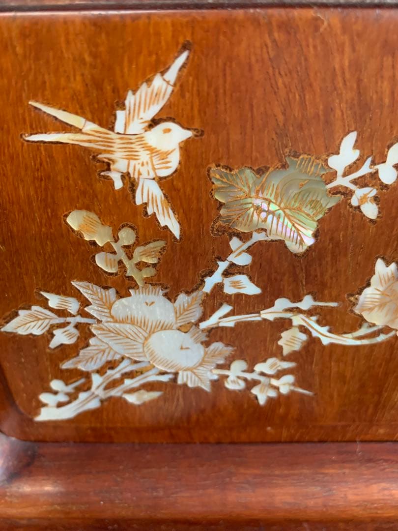 螺鈿細工 茶箪笥 昭和レトロ シェルフ 茶棚 貝 手作り 古道具