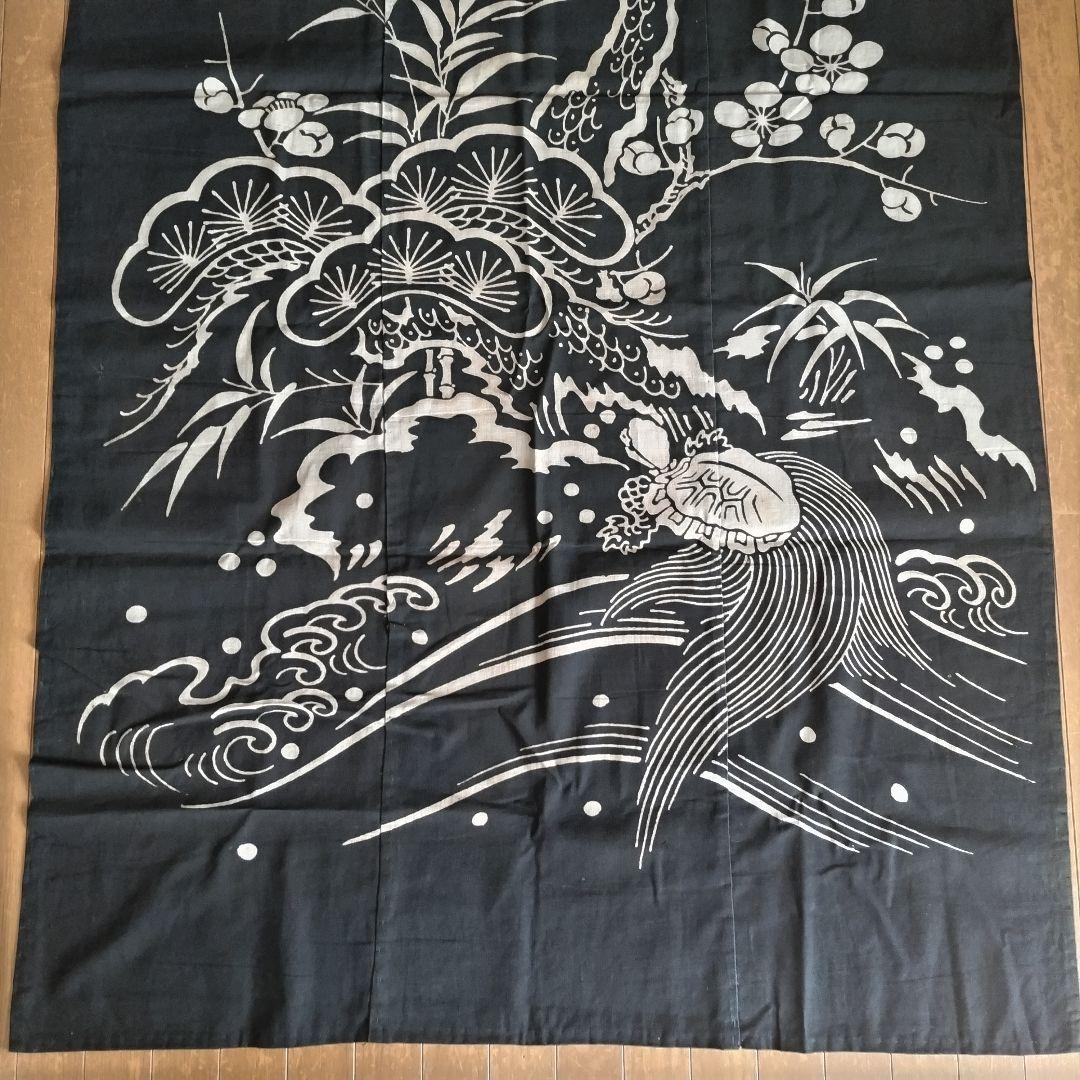 古布　筒描き　藍染　タペストリー