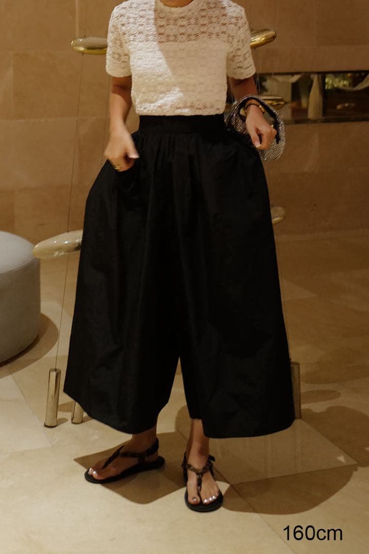 machatt メモリーキュロットパンツ ブラック