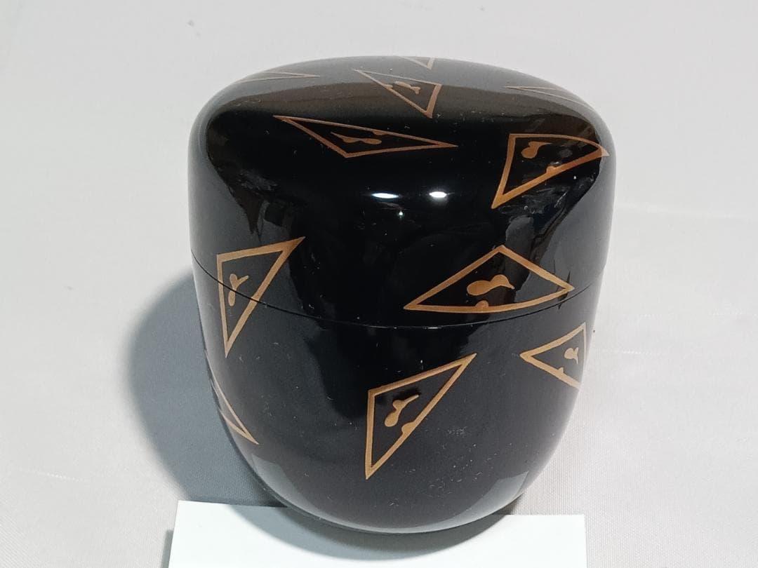 茶道具　塗師　米本龍斎作　鱗鶴蒔絵大棗　美品！！