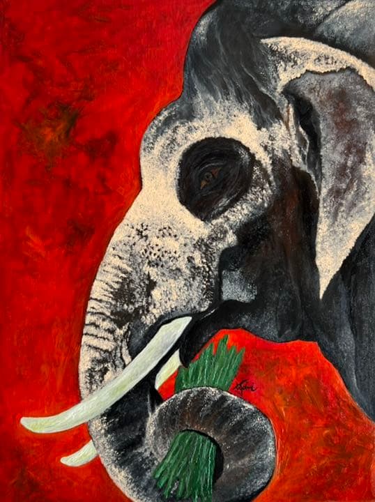 絵画  ｜手描き｜油絵 ｜オリジナル ｜象 ｜ELEPHANT