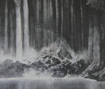 平川敏夫、【瀑布白糸】、希少な額装用画集より、新品額装付