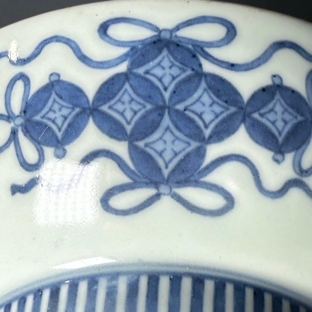 後期　色鍋島　椿文高台皿　櫛歯文高台　七宝結び文　桐箱付　幕末期