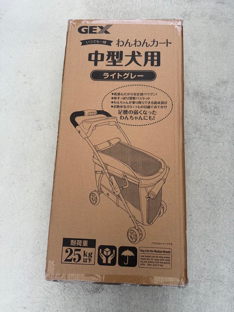 【新品】 GEX 中型犬 わんわんカート ライトグレー ジェックス