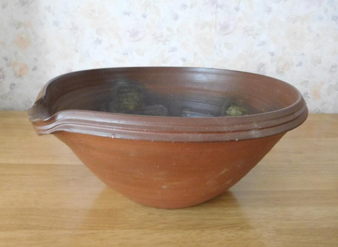 ★備前焼　水盤　榊原清人作　通産大臣指定工芸品★