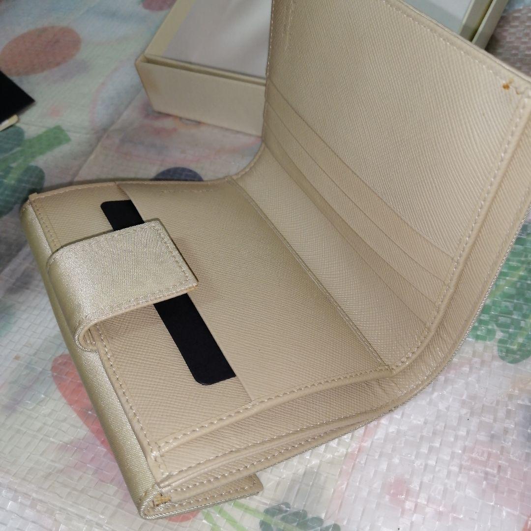 【未使用美品】 PRADA 三つ折り財布 テスート ゴールド ベージュ 三角ロゴ