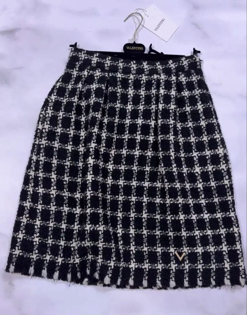 最終値下　VALENTINO ツイードチェック柄　膝丈　スカート