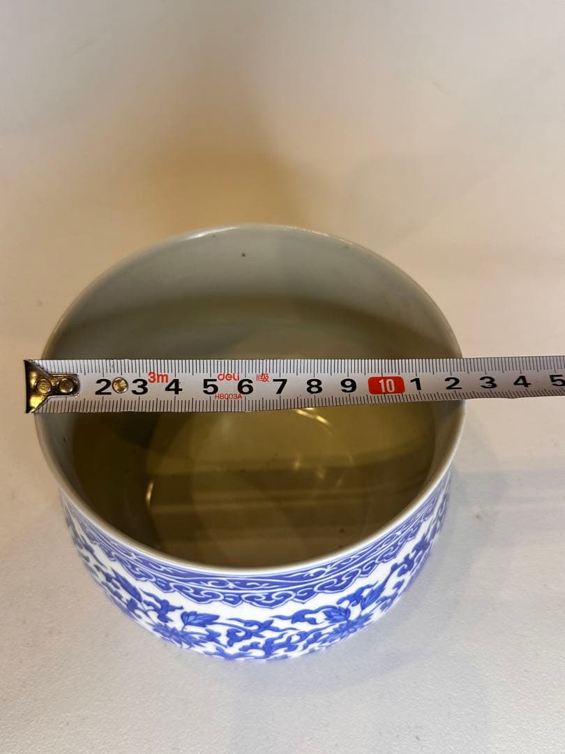 大清道光年製 底款　青花染付　鳳凰文　小缸　中国古美術