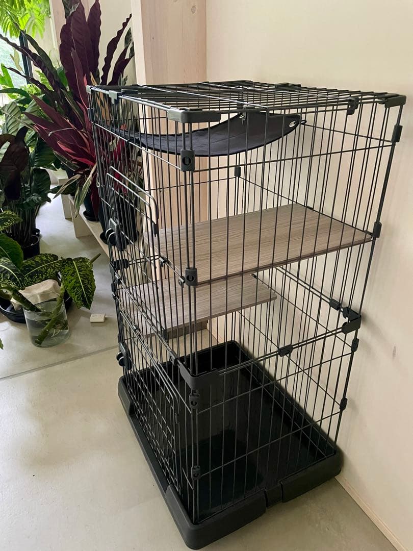 アイリスオーヤマ 猫 ケージ ミニタイプ 2段 ハンモック付き マットグレー