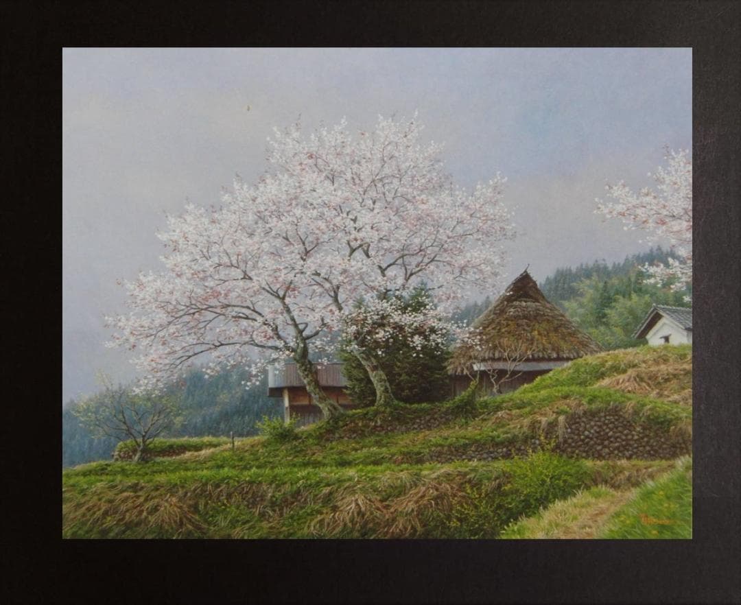 金子東日和【麗花の朝（三重県美杉村）】希少な額装用画集より新品額装、マット額装付