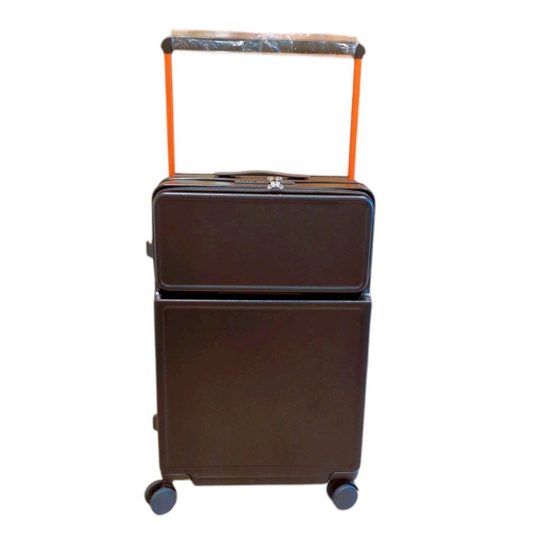 スーツケース 【XL】78L 黒 フロントオープン キャリー 軽量 充電ポート