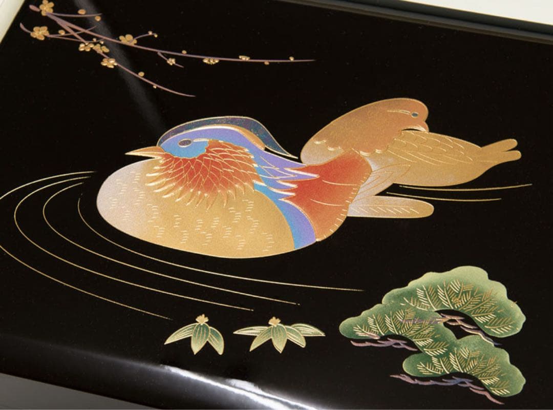 金色の鳥の木製重箱/結納 略式結納品 おしどりセット