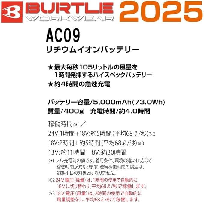 最新24V 新品 バートル AC09 ファンバッテリーセット 空調服用 RED