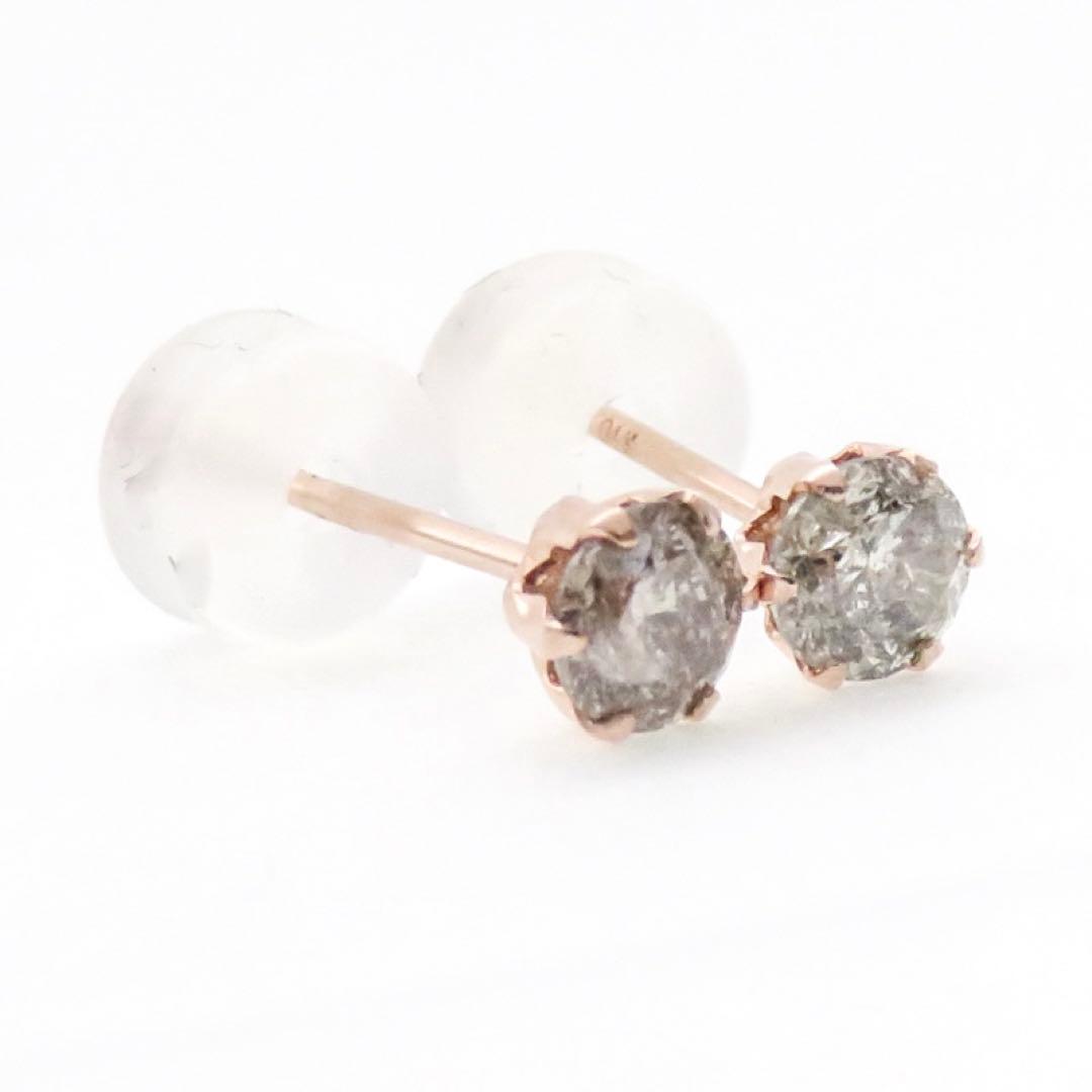 ハ*チ様 【本物保証】K10PG 天然ダイヤモンド 計0.38ct ピアス　一粒