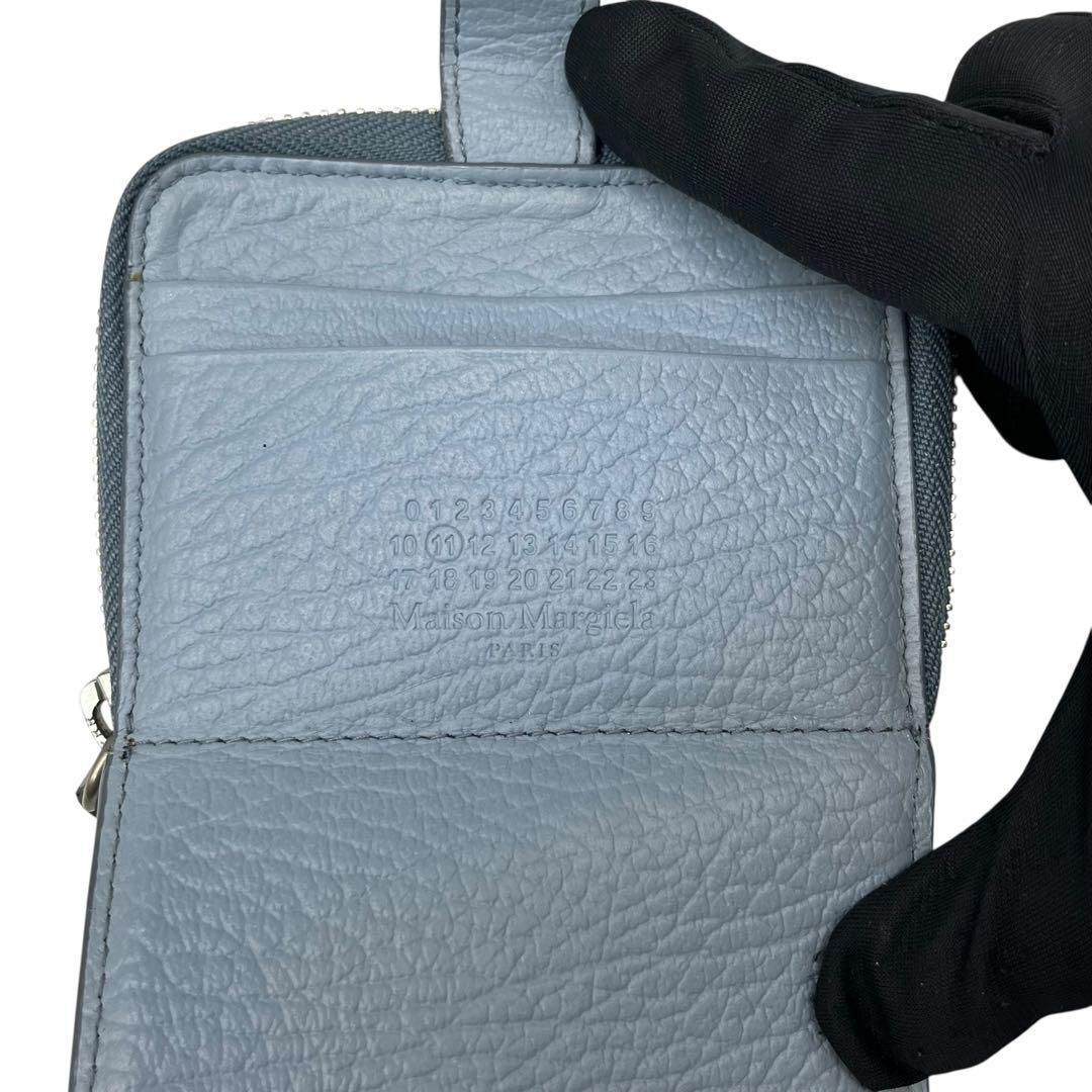 希少✨メゾンマルジェラ ケース ファスナー 4ステッチ ブルー 水色