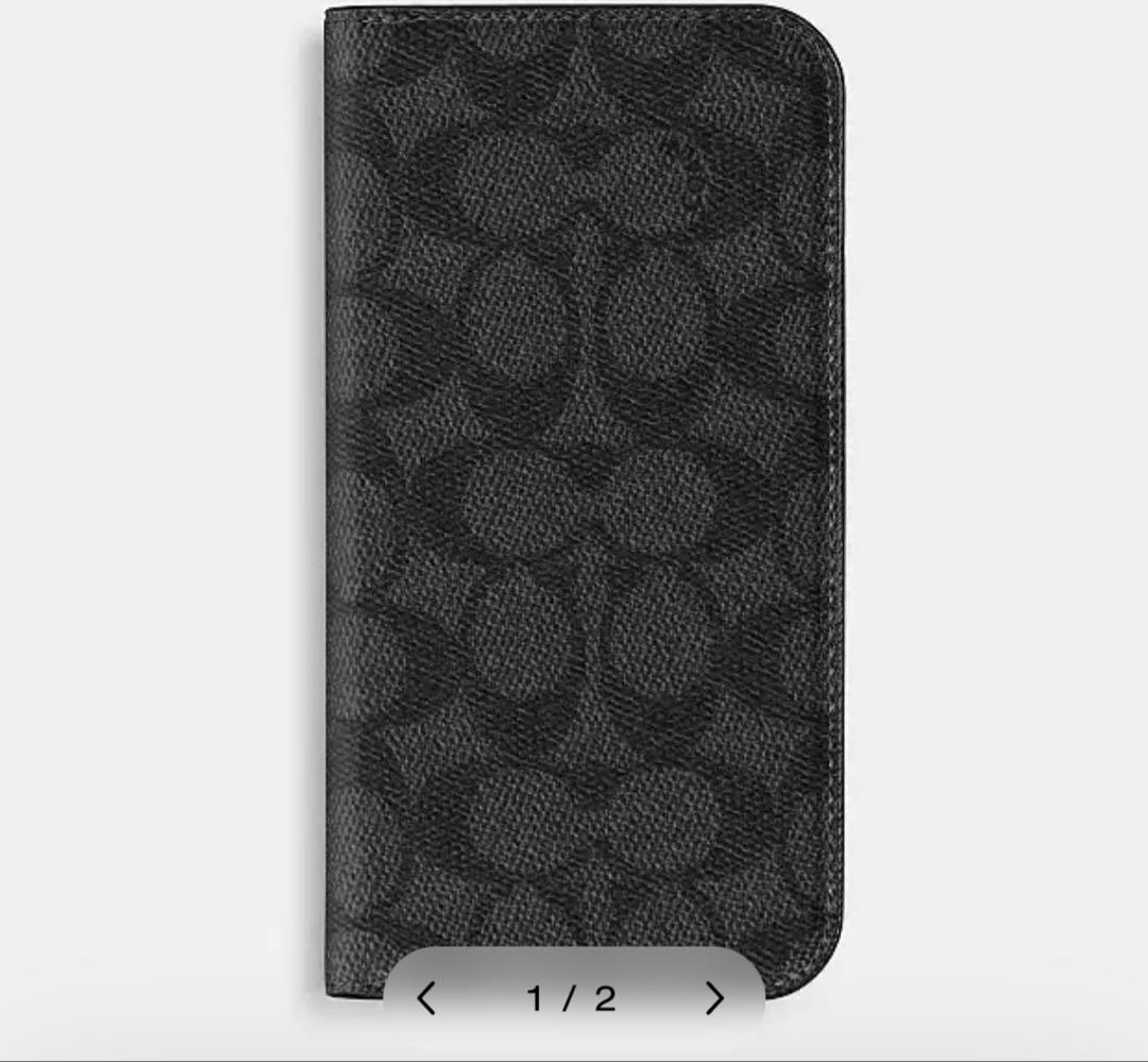 定価19800円　COACH　IPHONE16　手帳型　携帯ケース　　チャコール