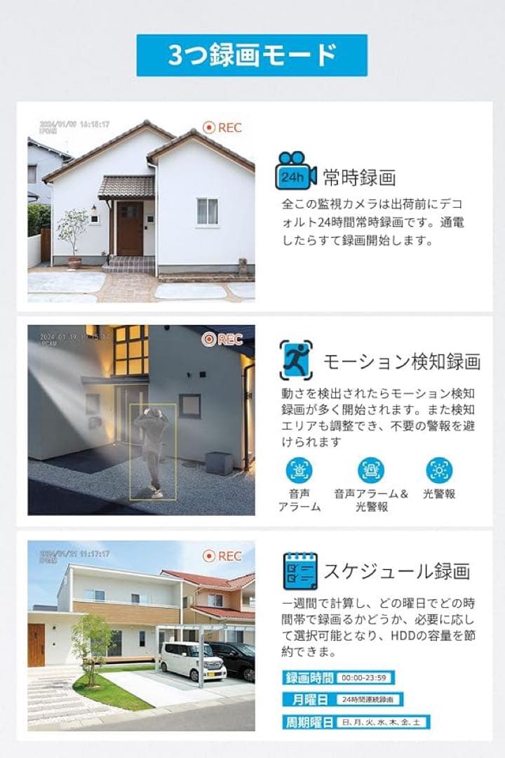 1品限り❤️防犯カメラ 屋外 ソーラー 400万画素 2台 13インチモニター付き