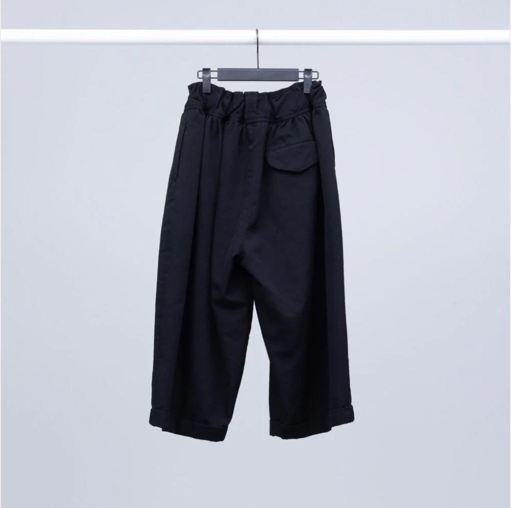 FIRMUM 2/40 梳毛ハードギャバ ギャザーワイドパンツXS