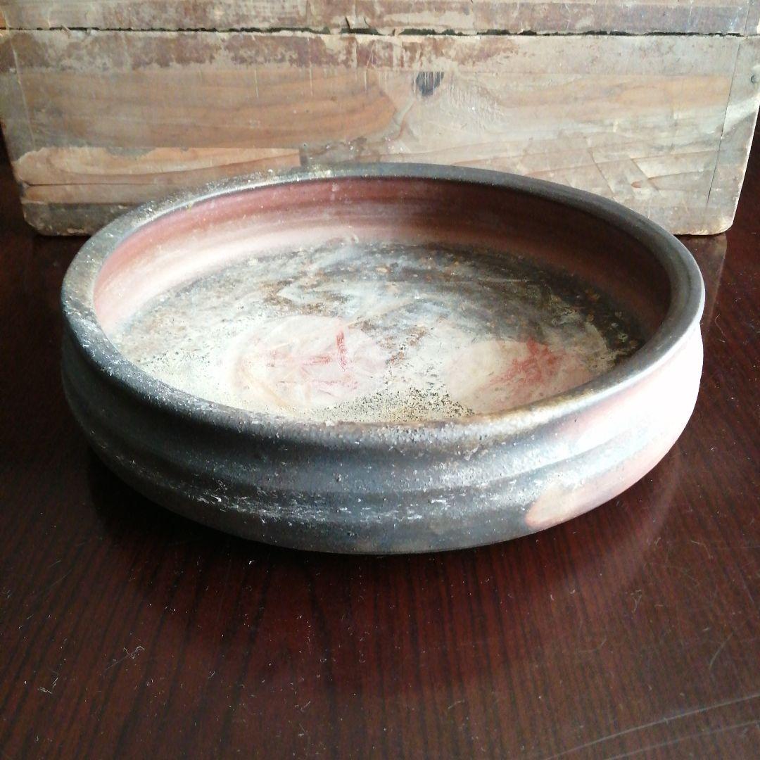 備前焼　中村真一郎　牡丹餅画大鉢　32cm