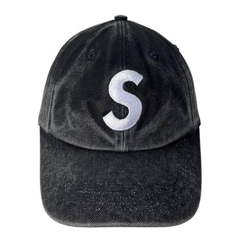 ●3120_1 Supreme キャップ ピグメント Sロゴ 6パネル 黒