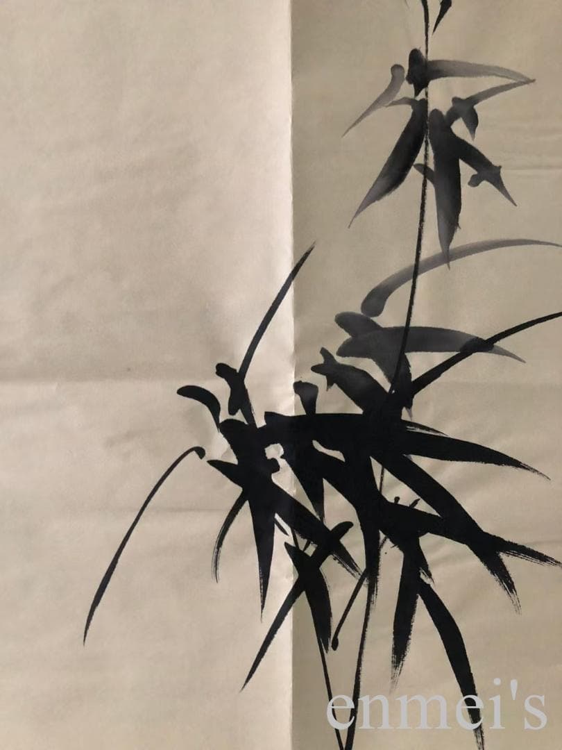 中国古美術・純手描き三尺画芯竹子図・水墨画・鄭板橋印款・書道・肉筆・带水印・宣紙