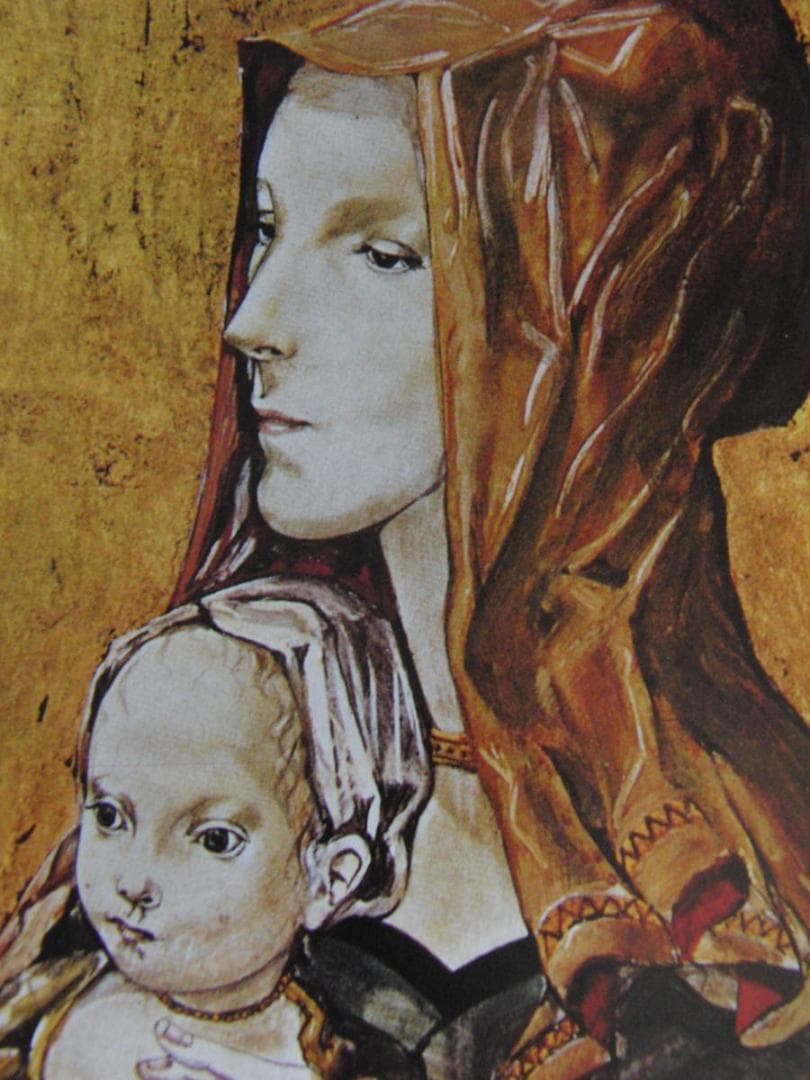 藤田嗣治、「Vierge et Enfant」、希少画集の額装画、人気作品